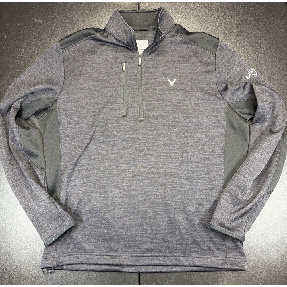 Callaway Swing Tech Men's M Golf Polo Long Sleeve 1/4 Zip Heather Gray weather